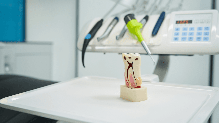 Modern dental tools used for painless root canal procedures at Webster Groves Dental.