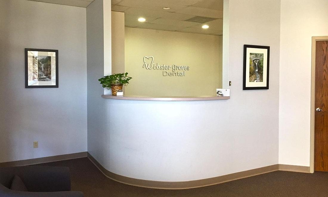 Front desk reception area at Webster Groves Dental in 63119