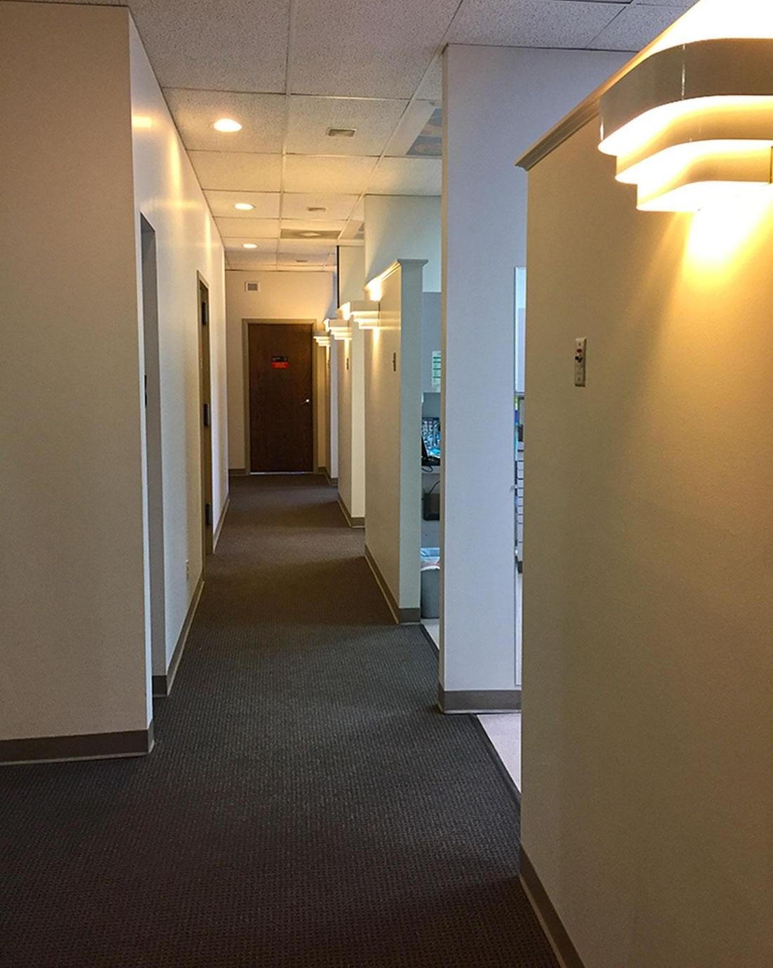 Hallway of dental treatment rooms at Webster Groves Dental in 63119