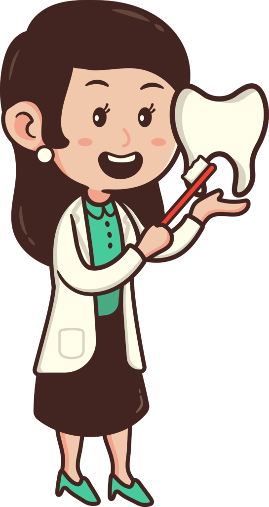 cartoon dentist character holding a toothbrush